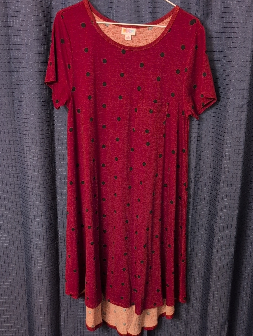 LuLaRoe Burgundy Dress with Black Polka Dots